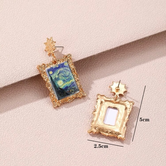 Fun Painting Print Drop Earrings - Picture 4 of 6